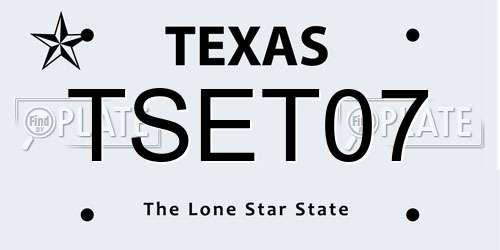 TSET07 Texas License Plate