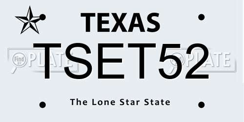 TSET52 Texas License Plate