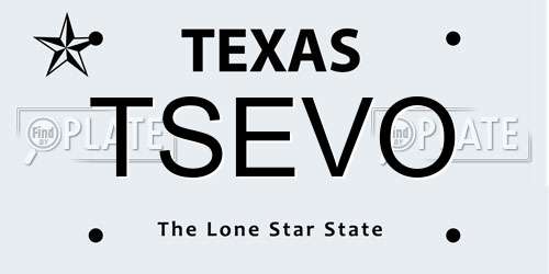 TSEVO Texas License Plate