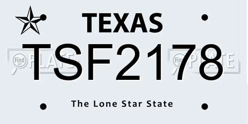 TSF2178 Texas License Plate