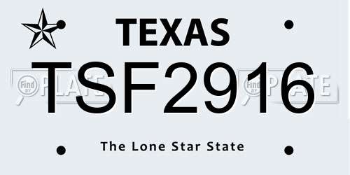 TSF2916 Texas License Plate