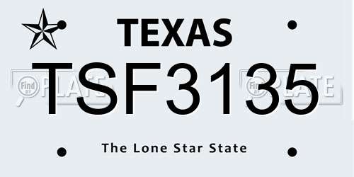 TSF3135 Texas License Plate