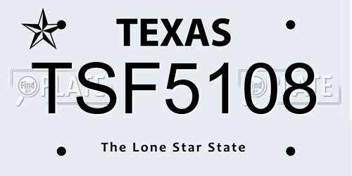 TSF5108 Texas License Plate
