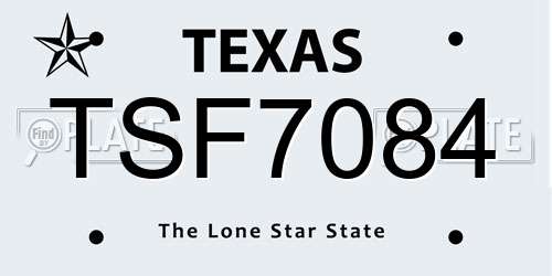 TSF7084 Texas License Plate