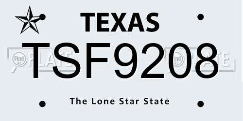 TSF9208 Texas License Plate