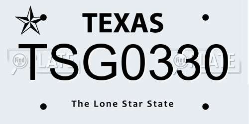 TSG0330 Texas License Plate
