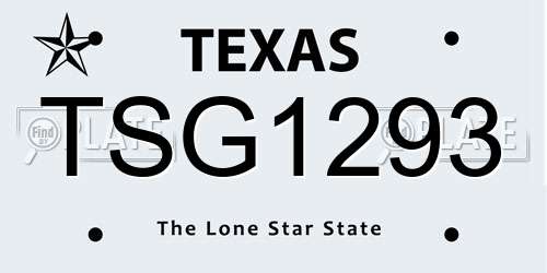 TSG1293 Texas License Plate