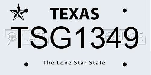 TSG1349 Texas License Plate