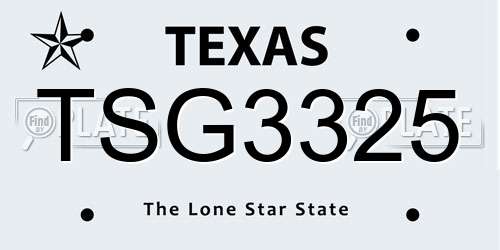 TSG3325 Texas License Plate