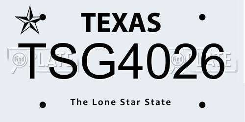 TSG4026 Texas License Plate