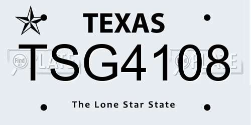 TSG4108 Texas License Plate