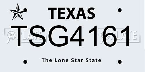 TSG4161 Texas License Plate