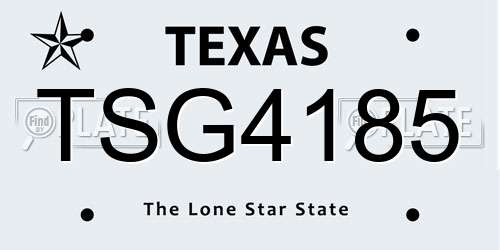 TSG4185 Texas License Plate