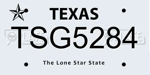 TSG5284 Texas License Plate