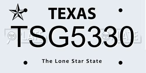 TSG5330 Texas License Plate
