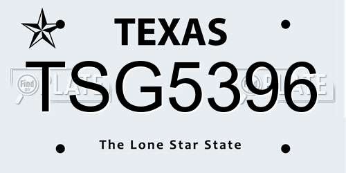 TSG5396 Texas License Plate