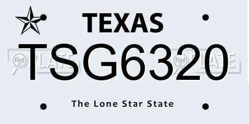 TSG6320 Texas License Plate