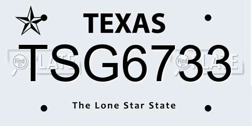 TSG6733 Texas License Plate