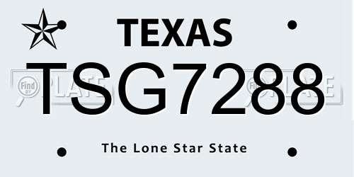 TSG7288 Texas License Plate