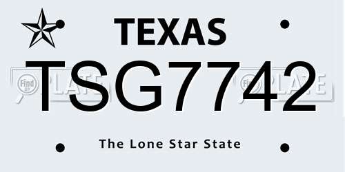 TSG7742 Texas License Plate