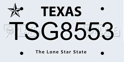TSG8553 Texas License Plate