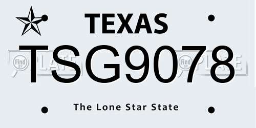 TSG9078 Texas License Plate