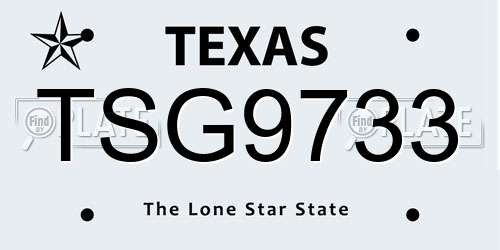 TSG9733 Texas License Plate