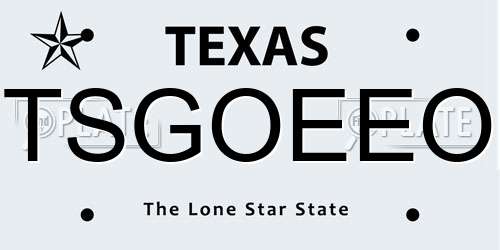 TSGOEEO Texas License Plate