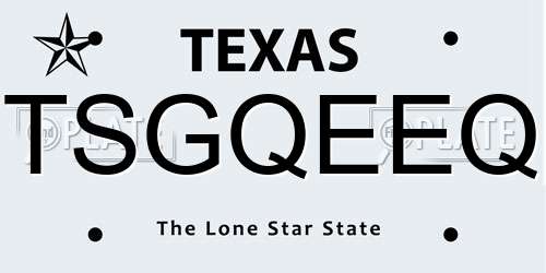 TSGQEEQ Texas License Plate