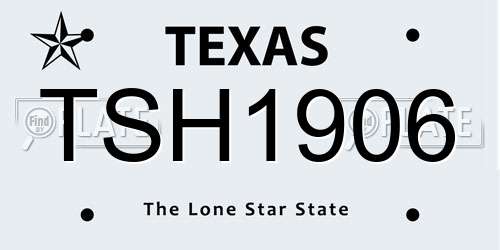 TSH1906 Texas License Plate