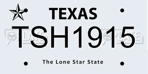 TSH1915 Texas License Plate