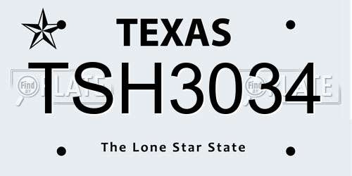 TSH3034 Texas License Plate