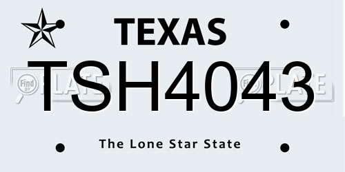 TSH4043 Texas License Plate