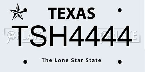 TSH4444 Texas License Plate
