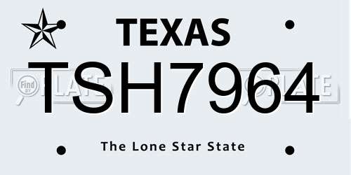 TSH7964 Texas License Plate