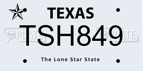 TSH849 Texas License Plate