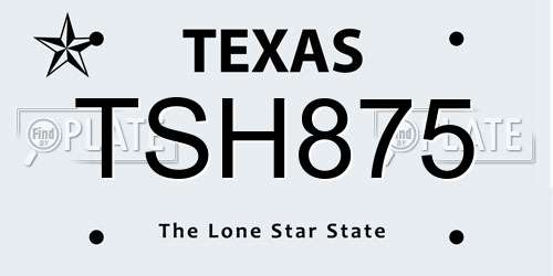 TSH875 Texas License Plate