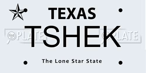 TSHEK Texas License Plate