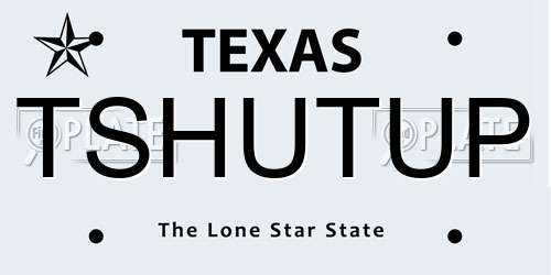 TSHUTUP Texas License Plate