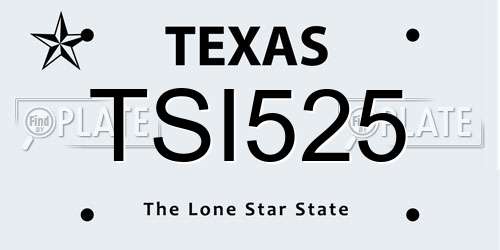 TSI525 Texas License Plate