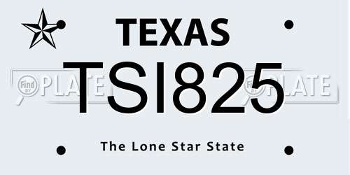 TSI825 Texas License Plate