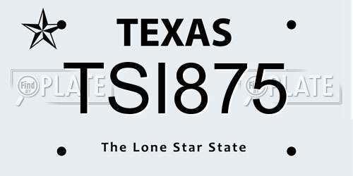 TSI875 Texas License Plate