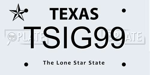 TSIG99 Texas License Plate
