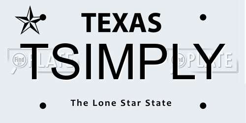 TSIMPLY Texas License Plate