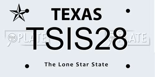 TSIS28 Texas License Plate