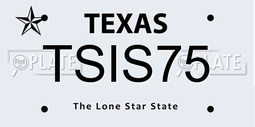TSIS75 Texas License Plate