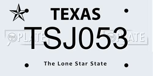TSJ053 Texas License Plate
