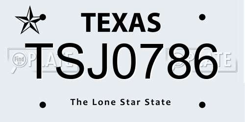 TSJ0786 Texas License Plate