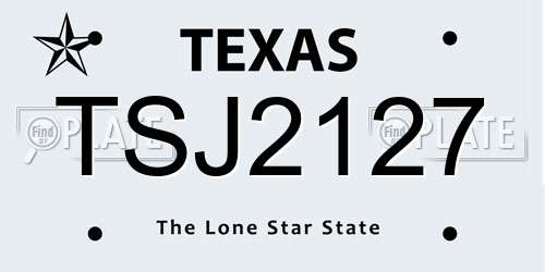 TSJ2127 Texas License Plate