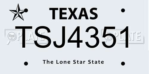TSJ4351 Texas License Plate